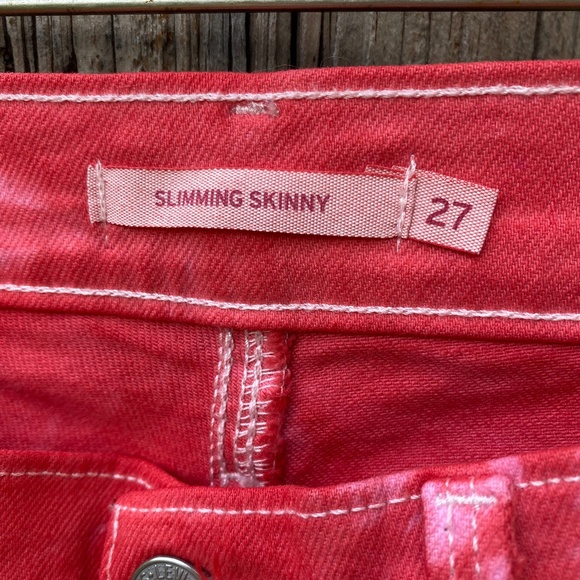 Levi Strauss Red Tye Dye Slimming Skinny Jeans Size US 27 - Picture 6 of 6
